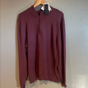 Magaschoni Men's Zip-Up Sweater in Deep Burgundy